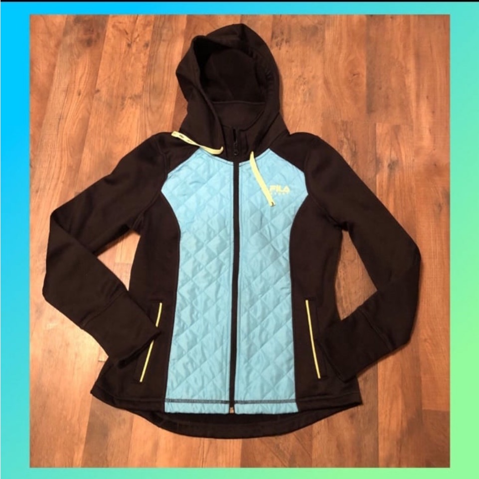Fila Girls Black And Blue Hooded Jacket!